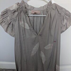 Philosophy Feather Print Taupe Blouse (S)
